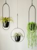 Metal Flower Pot Hanging Plant Holder Indoor Outdoor Home Decoration - Gold - Round