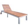 vidaXL Sun Lounger with Cushion Solid Acacia Wood and Galvanized Steel - Red