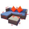 3 Piece Patio Sectional Wicker Rattan Outdoor Furniture Sofa Set - Blue