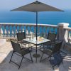 6 Pieces Patio Dining Set with Umbrella - Gray