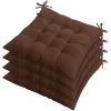 4Pcs Chair Cushion Pads Pillow Soft Tie On Square Sitting Mats For Home Office Car Sitting Travel - Brown