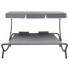 vidaXL Patio Lounge Bed with Canopy and Pillows Gray - Grey