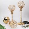 Crystal Candle Holder Pillar Gold/Silver Metal Tealight Candlestick Wedding Table Centerpiece Party Christmas Home Desktop Decor - Silver Medium - CN