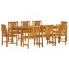 9 Piece Patio Dining Set Solid Wood Acacia - Brown