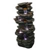 40inches High Rocks Outdoor Cascading Waterfall with LED Lights - 40inches