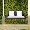 2-Person Patio Rattan Porch Swing with Cushions - White