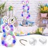 2023 New Easter Bunny Wreath DIY Folded Rattan Wreath Bunny Pendant Easter Decoration for Home Holiday Party Decoration Supplies - With Light A - CN