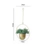 Metal Flower Pot Hanging Plant Holder Indoor Outdoor Home Decoration - Gold - Round