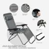 Zero Gravity Patio Adjustable Folding Reclining Chair with Pillow, 2PC Grey - KM0684-G