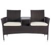 Outdoor Rattan Furniture Sofa And Table Set - Brown