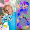 2023 New Easter Bunny Wreath DIY Folded Rattan Wreath Bunny Pendant Easter Decoration for Home Holiday Party Decoration Supplies - With Light A - CN