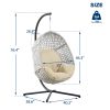 Large Hanging Egg Chair with Stand & UV Resistant Cushion Hammock Chairs with C-Stand for Outdoor Indoor Space - Beige