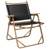 54.5*58*73.5cm Large Aluminum Frame 600D Khaki Oxford Fabric Loading 100kg Imitation Wood Grain Spray Paint Camping Chair Black - as picture