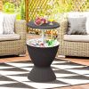 3 in 1 8 Gallon Patio Rattan Cooler Bar Table with Adjust Ice Bucket - black