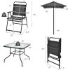 6 Pieces Patio Dining Set with Umbrella - Gray