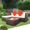 3 Piece Patio Sectional Wicker Rattan Outdoor Furniture Sofa Set - CRâˆšÃ ME