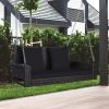 2-Person Patio Rattan Porch Swing with Cushions - Black