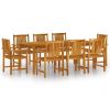 9 Piece Patio Dining Set Solid Wood Acacia - Brown