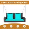 2-Person Patio Rattan Porch Swing with Cushions - Turquoise