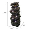 40inches High Rocks Outdoor Cascading Waterfall with LED Lights - 40inches