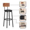 Bar Table Set with 4 Bar stools PU Soft seat with backrest - Rustic Brown