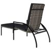 vidaXL Sun Lounger with Footrest PE Rattan Gray - Grey