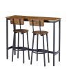 Bar Table Set with 2 Bar stools - Rustic Brown