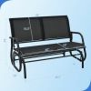 Swing Glider Chair 48 Inch Loveseat Rocker Lounge Backyard - Black