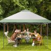 13 x 13 Feet Pop-Up Patio Canopy Tent with Shelter and Wheeled Bag - Green and Gray