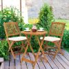 3 Pieces Patio Folding Wooden Bistro Set Cushioned Chair - White