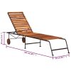 vidaXL Sun Lounger with Steel Legs Solid Wood Acacia - Brown