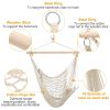 Hammock Chair Hanging Rope Seat Swing w/ Wooden Stick 220lbs Load for Patio Yard Porch Outdoor Bedroom Indoor - Beige