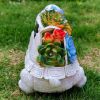 Outdoor Solar LED Turtle Light Succulents Planter Stand Garden Gnomes Statue Ornament Resin Home Terrace Accesorries Decorations - 26X16X17CM