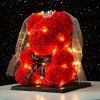 Wedding Decoration Rose Bear Artificial Flower With Box and Light Rose Teddy Bear For Women Valentines Girlfriend Birthday Gifts - 40CM-Crown Veil6 -