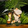 Cartoon Gnome Dwarf Statue Garden Lighting Waterproof Resin Figurines Solar Light Outdoor Lawn Courtyard Night Decorative Lamp - H