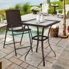 28.5 Inch Outdoor Patio Square Glass Top Table with Rattan Edging - as show