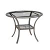 Hopp Outdoor Coastal Gray Wicker Side Table with Tempered Glass Top - as Pic