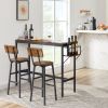 Bar Table Set with wine bottle storage rack  - Rustic Brown