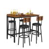 Bar Table Set with 4 Bar stools PU Soft seat with backrest - Rustic Brown