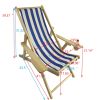 Outdoor Poplar Hanging Chair Wide Blue Stripes armrest with cup holder (Color: Dark Blue) - Blue Stripes