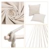 Hammock Chair Distinctive Cotton Canvas Hanging Rope Chair with Pillows Beige - Beige