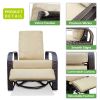 Outdoor Patio Rattan Wicker Swivel Recliner Chair;  Adjustable Reclining Chair 360Â¬âˆž Rotating with Water Resistant Cushions - Khaki