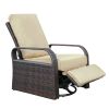 Outdoor Patio Rattan Wicker Swivel Recliner Chair;  Adjustable Reclining Chair 360Â¬âˆž Rotating with Water Resistant Cushions - Khaki