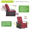 Outdoor Patio Rattan Wicker Swivel Recliner Chair;  Adjustable Reclining Chair 360Â¬âˆž Rotating with Water Resistant Cushions - Red