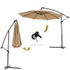 10 FT Solar LED Patio Outdoor Umbrella Hanging Cantilever Umbrella Offset Umbrella Easy Open Adustment with 24 LED Lights -taupe - W41917531