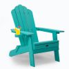 TALE Folding Adirondack Chair with Pullout Ottoman with Cup Holder;  Oversized;  Poly Lumber;   for Patio Deck Garden;  Backyard Furniture;  Easy to I