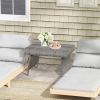 Folding PE Rattan Side Coffee Table Patio Garden Furniture - Gray