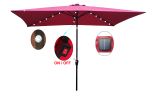 10 x 6.5t Rectangular Patio Solar LED Lighted Outdoor Umbrella with Crank and Push Button Tilt for Garden Backyard Pool Swimming Pool Burgundy RT - W6