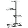 vidaXL 4-Floor Flower Stand 16.9"x8.7"x29.9" Black Metal - Black