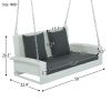 2-Person Wicker Hanging Porch Swing with Chains;  Cushion;  Pillow;  Rattan Swing Bench for Garden;  Backyard;  Pond. - White